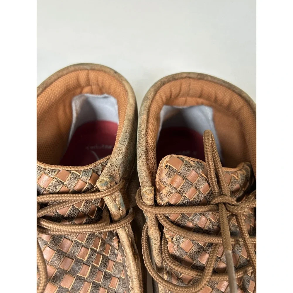 Twisted X Driving Moc Chukka Men's 10 Brown Woven Leather MDM0033 Boots Shoes